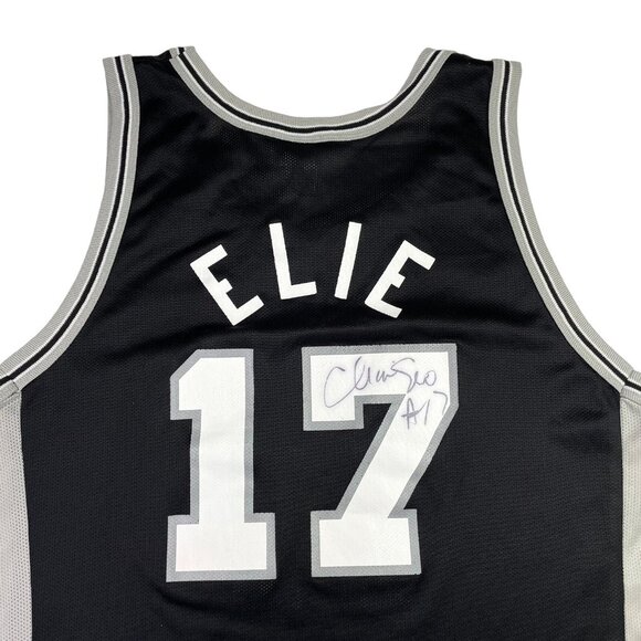 Rare VTG Champion NBA San Antonio Spurs Autographed Mario Elie Basketball Jersey - Picture 3 of 10